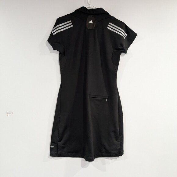 Adidas Short Sleeve Polo Shirt Dress Black White Silver Size 4 - Picture 3 of 4